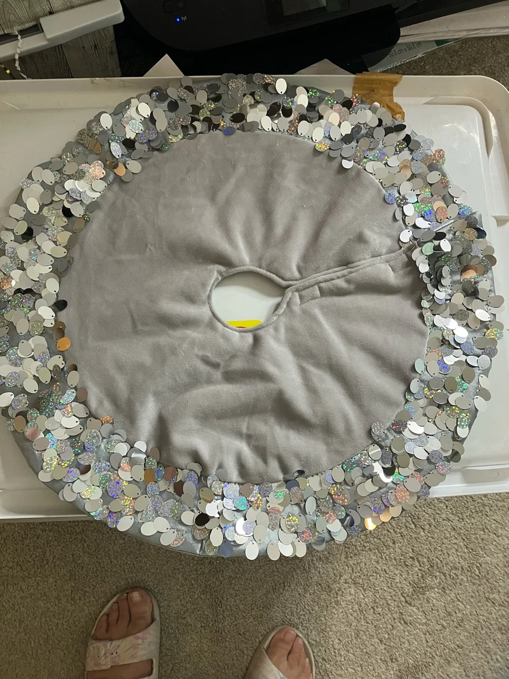 Silver Sequin mini Tree Skirt - Sparkling Holiday Decor